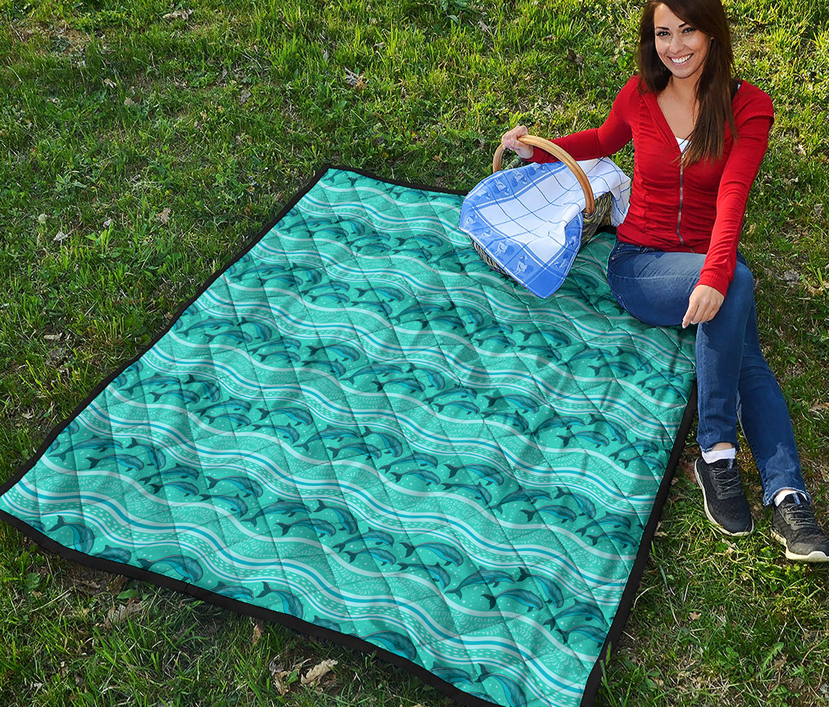 Boho Dolphin Pattern Print Quilt