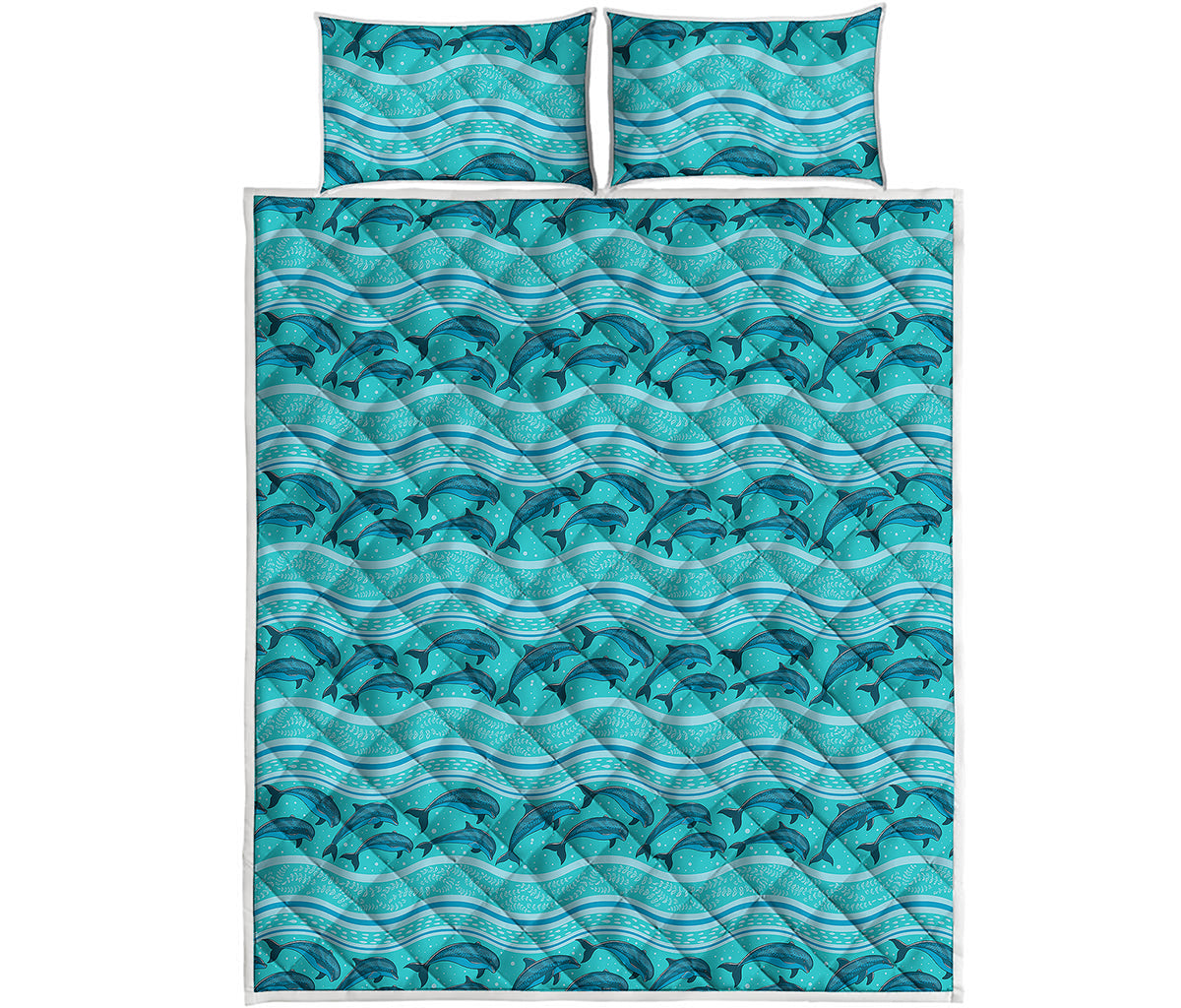 Boho Dolphin Pattern Print Quilt Bed Set