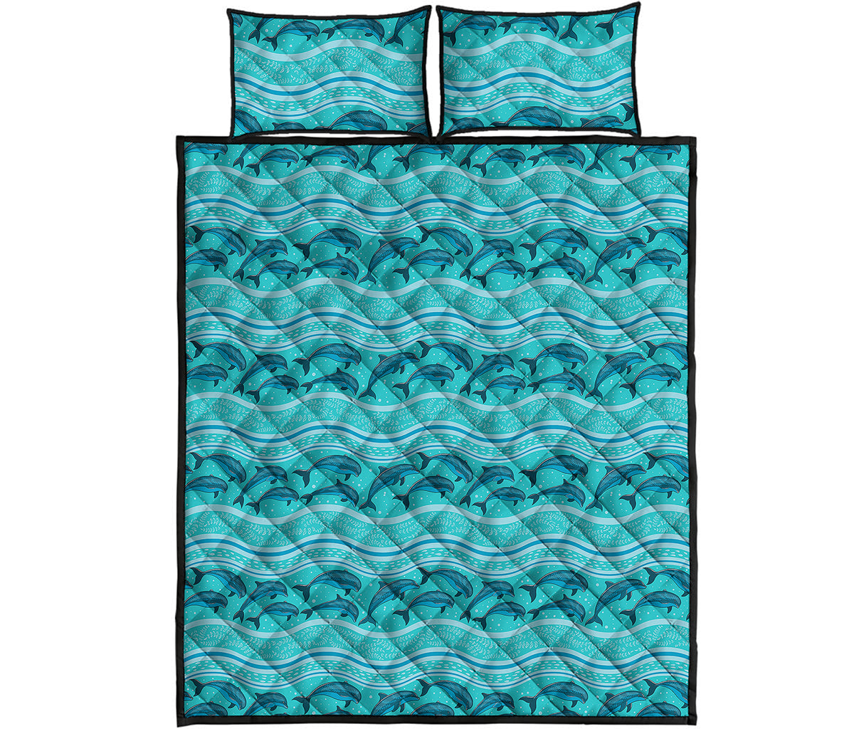 Boho Dolphin Pattern Print Quilt Bed Set