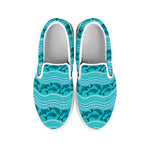 Boho Dolphin Pattern Print White Slip On Shoes