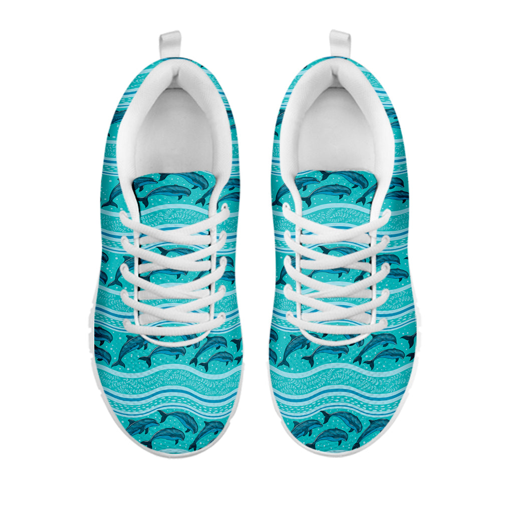 Boho Dolphin Pattern Print White Sneakers