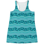 Boho Dolphin Pattern Print Women's Racerback Tank Top