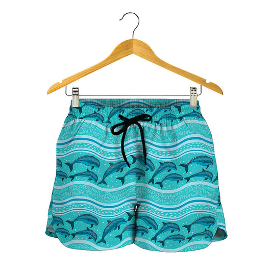 Boho Dolphin Pattern Print Women's Shorts