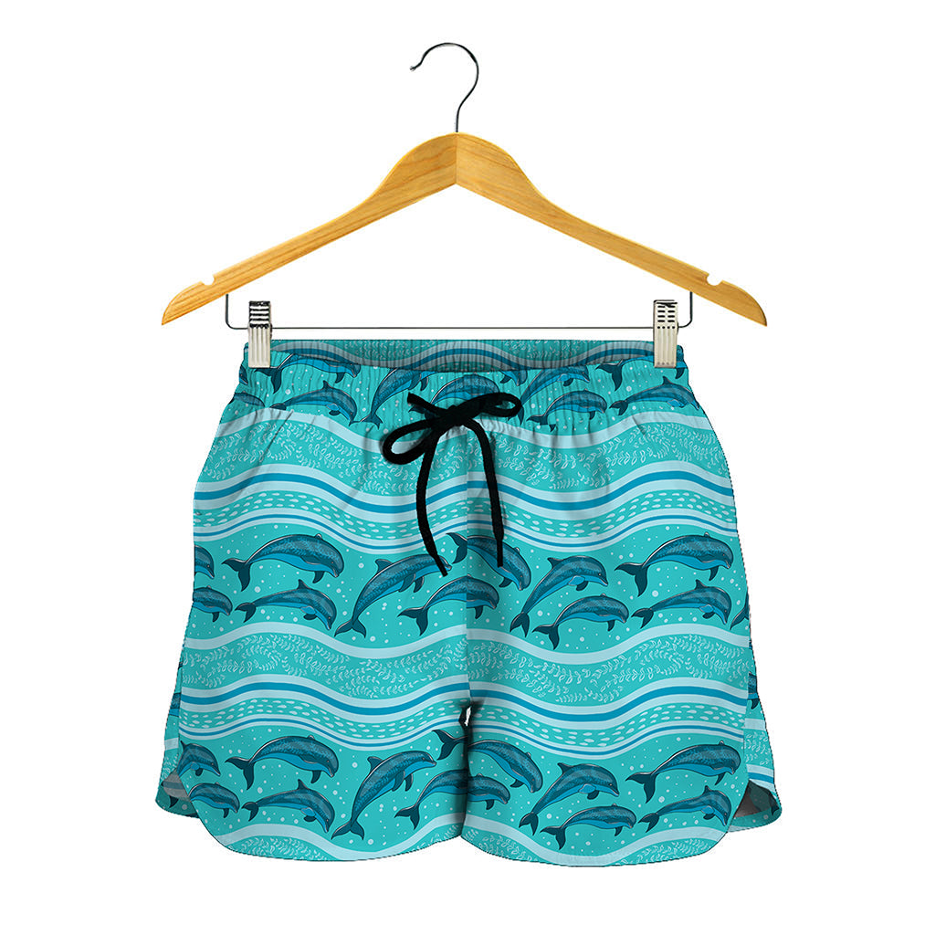 Boho Dolphin Pattern Print Women's Shorts