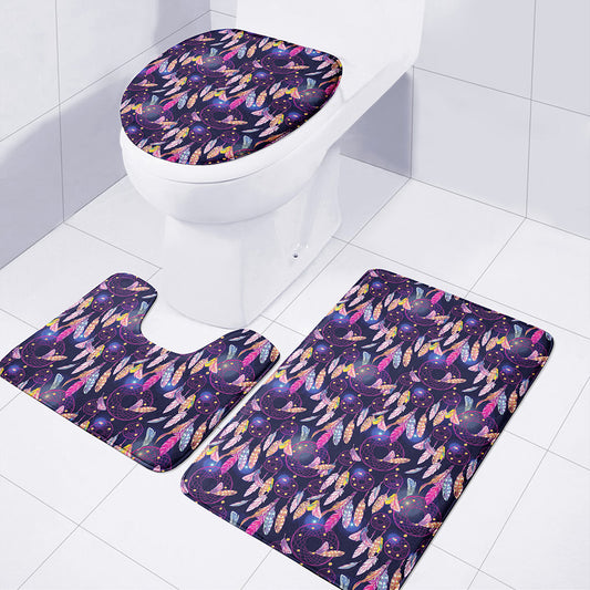 Boho Dream Catcher Pattern Print 3 Piece Bath Mat Set