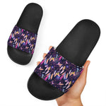 Boho Dream Catcher Pattern Print Black Slide Sandals