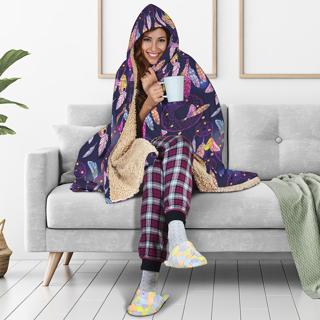 Boho Dream Catcher Pattern Print Hooded Blanket