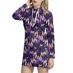 Boho Dream Catcher Pattern Print Hoodie Dress