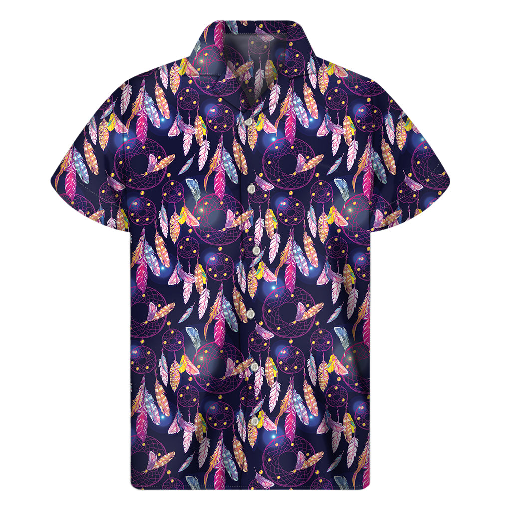 Boho Dream Catcher Pattern Print Men's Short Sleeve Shirt