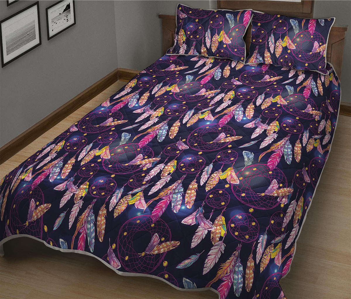 Boho Dream Catcher Pattern Print Quilt Bed Set
