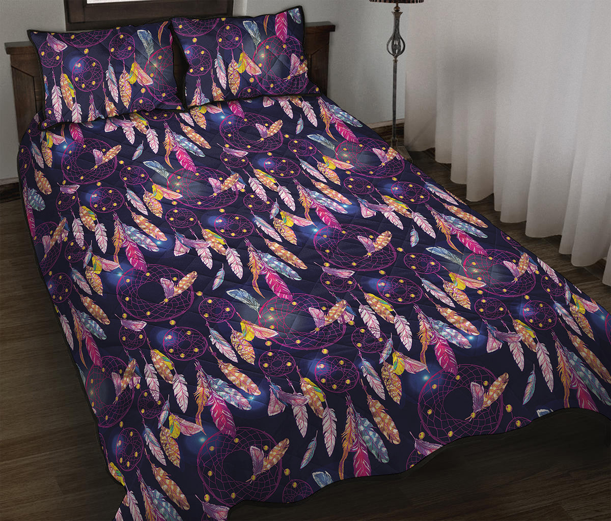 Boho Dream Catcher Pattern Print Quilt Bed Set
