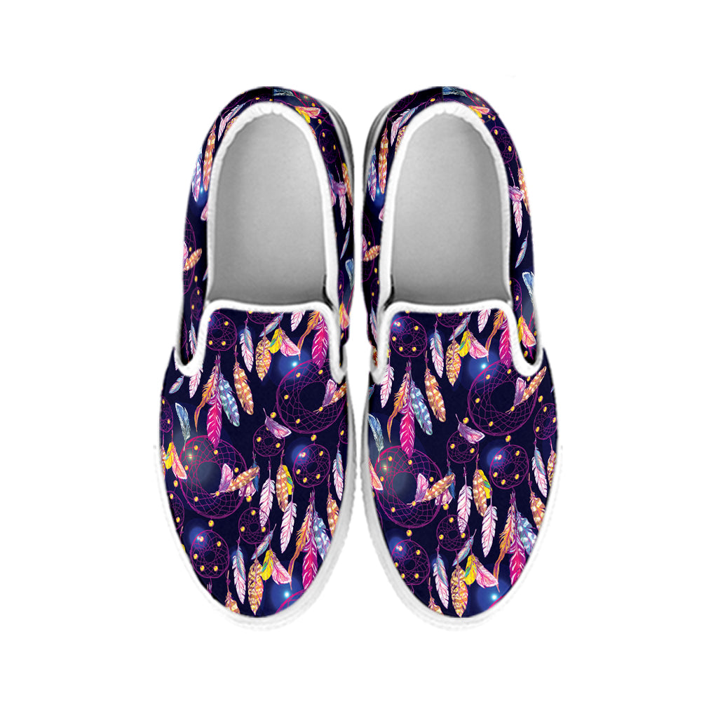 Boho Dream Catcher Pattern Print White Slip On Shoes