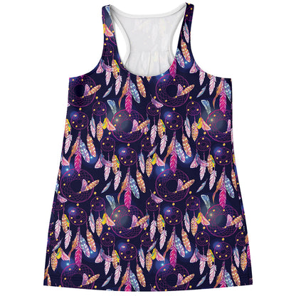 Boho Dream Catcher Pattern Print Women's Racerback Tank Top