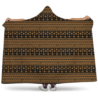 Boho Ethnic Pattern Print Hooded Blanket