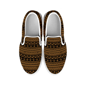 Boho Ethnic Pattern Print White Slip On Shoes