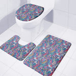 Boho Feather Pattern Print 3 Piece Bath Mat Set
