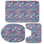 Boho Feather Pattern Print 3 Piece Bath Mat Set