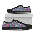 Boho Feather Pattern Print Black Low Top Sneakers