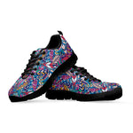 Boho Feather Pattern Print Black Sneakers