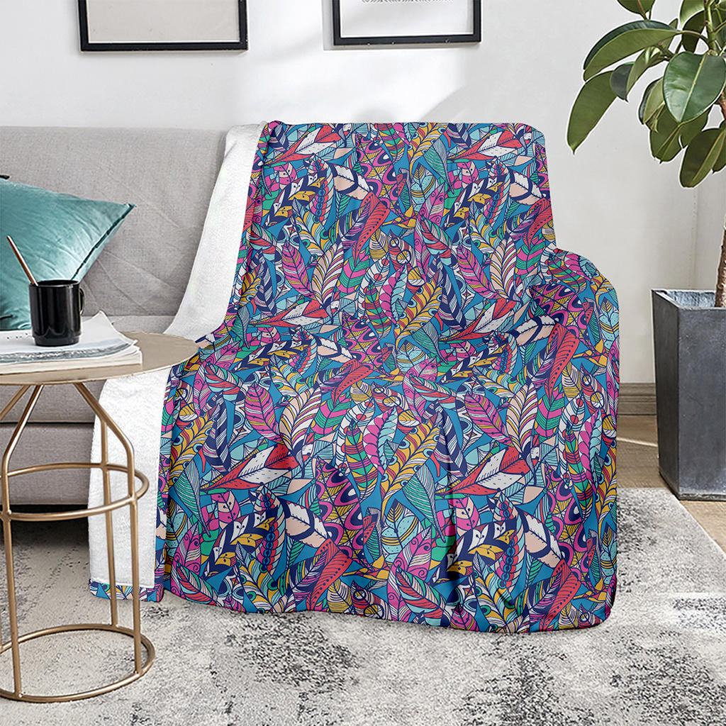 Boho Feather Pattern Print Blanket