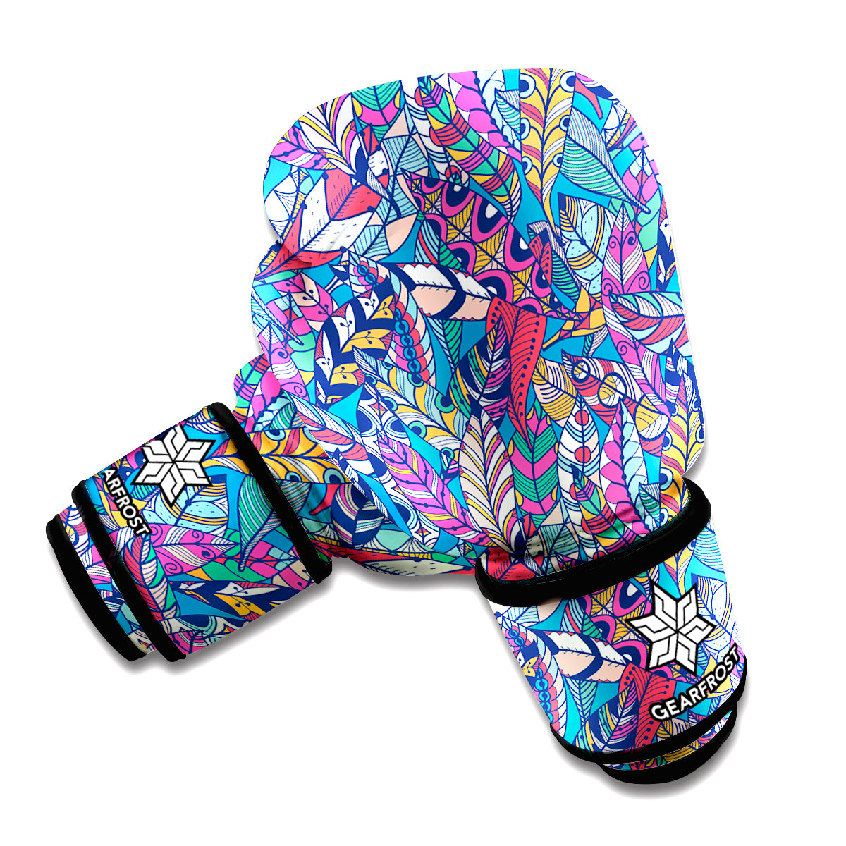 Boho Feather Pattern Print Boxing Gloves