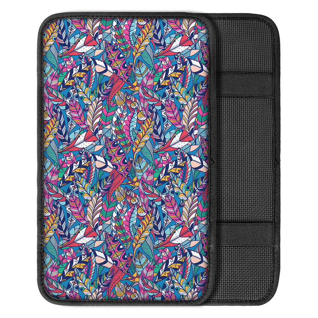 Boho Feather Pattern Print Car Center Console Cover