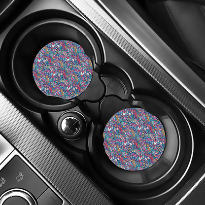 Boho Feather Pattern Print Car Coasters
