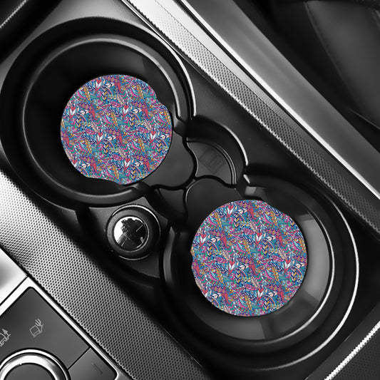 Boho Feather Pattern Print Car Coasters