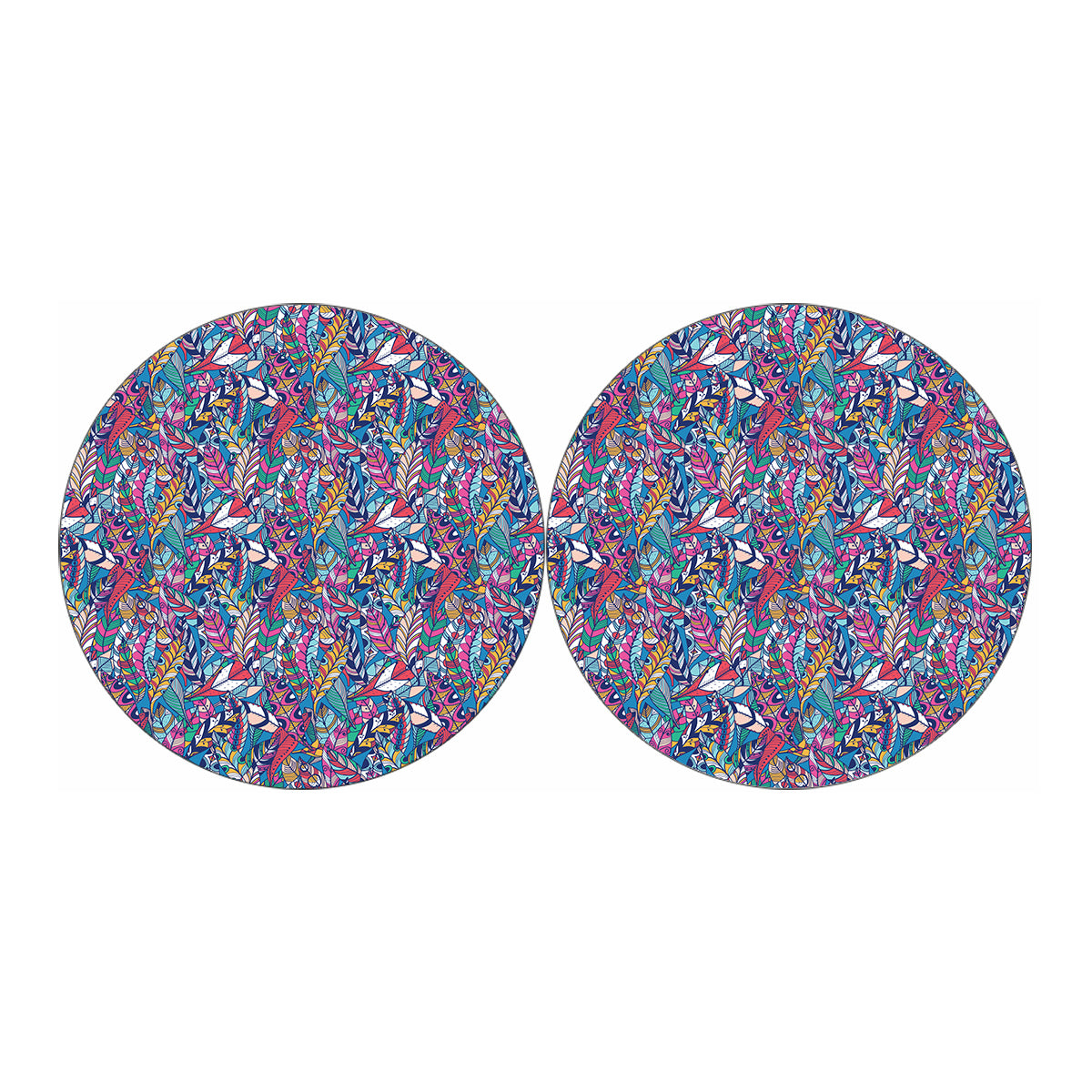 Boho Feather Pattern Print Car Coasters