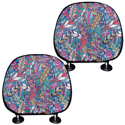 Boho Feather Pattern Print Car Headrest Covers