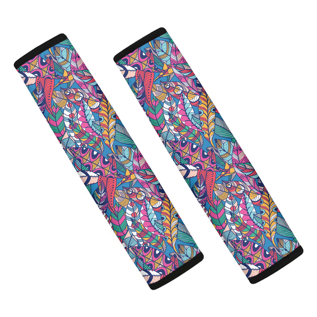 Boho Feather Pattern Print Car Seat Belt Covers