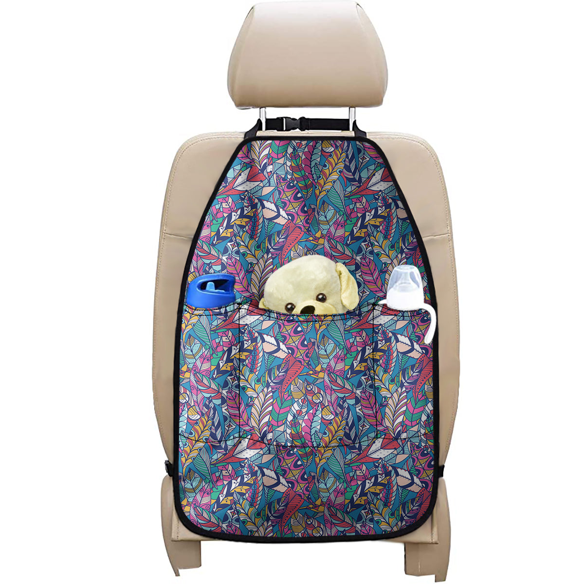 Boho Feather Pattern Print Car Seat Organizers