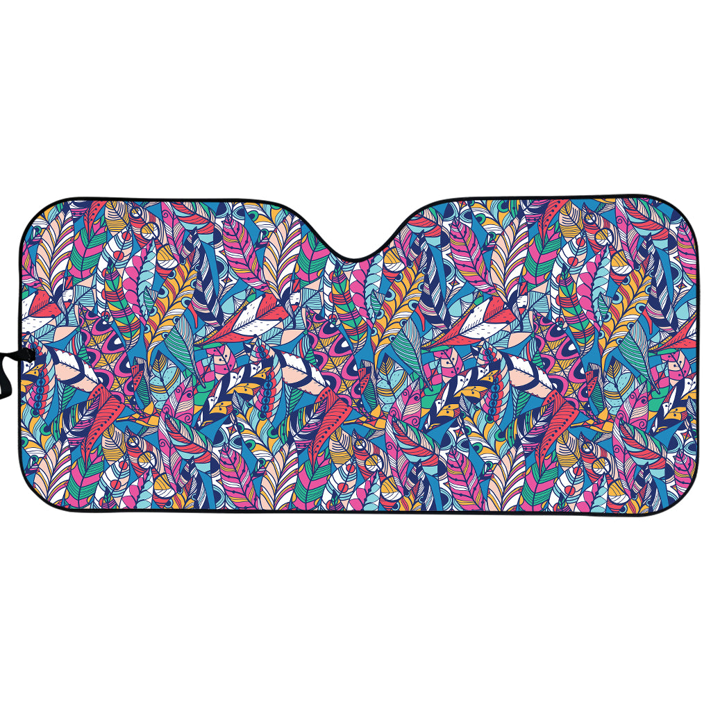 Boho Feather Pattern Print Car Sun Shade