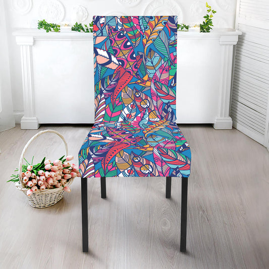Boho Feather Pattern Print Dining Chair Slipcover