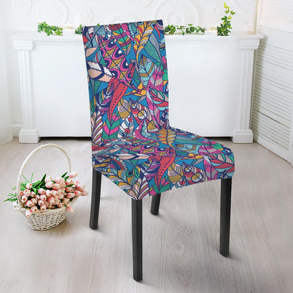 Boho Feather Pattern Print Dining Chair Slipcover