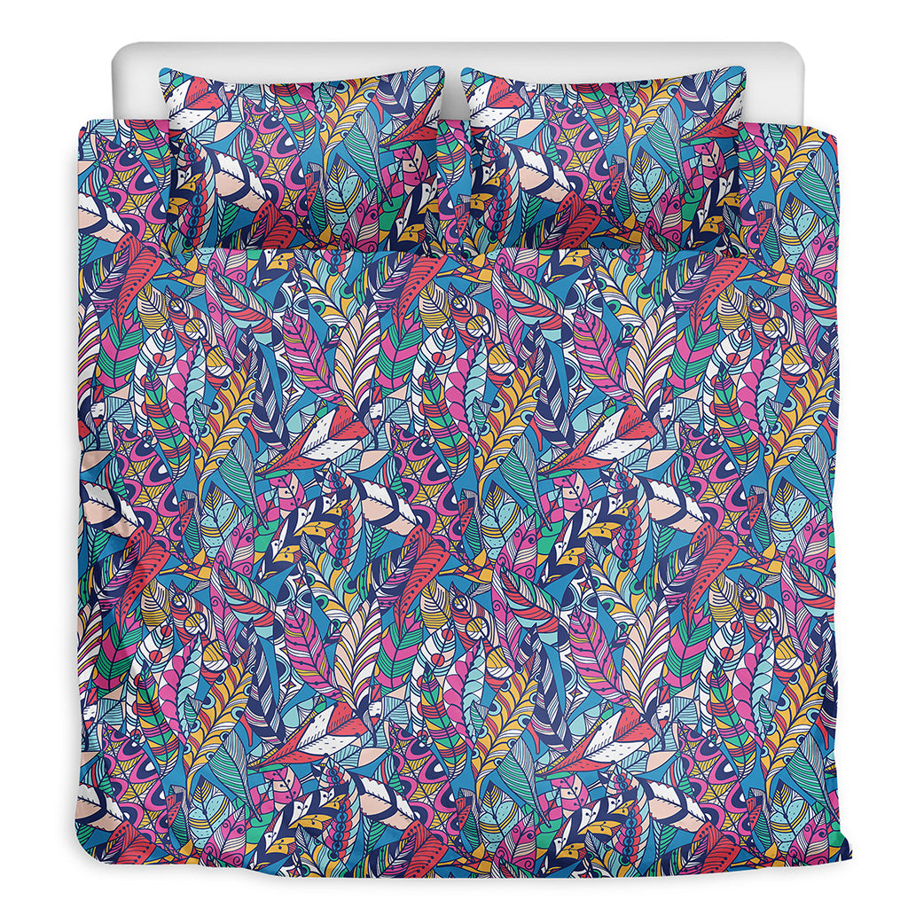 Boho Feather Pattern Print Duvet Cover Bedding Set