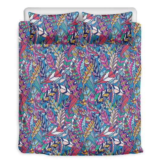 Boho Feather Pattern Print Duvet Cover Bedding Set