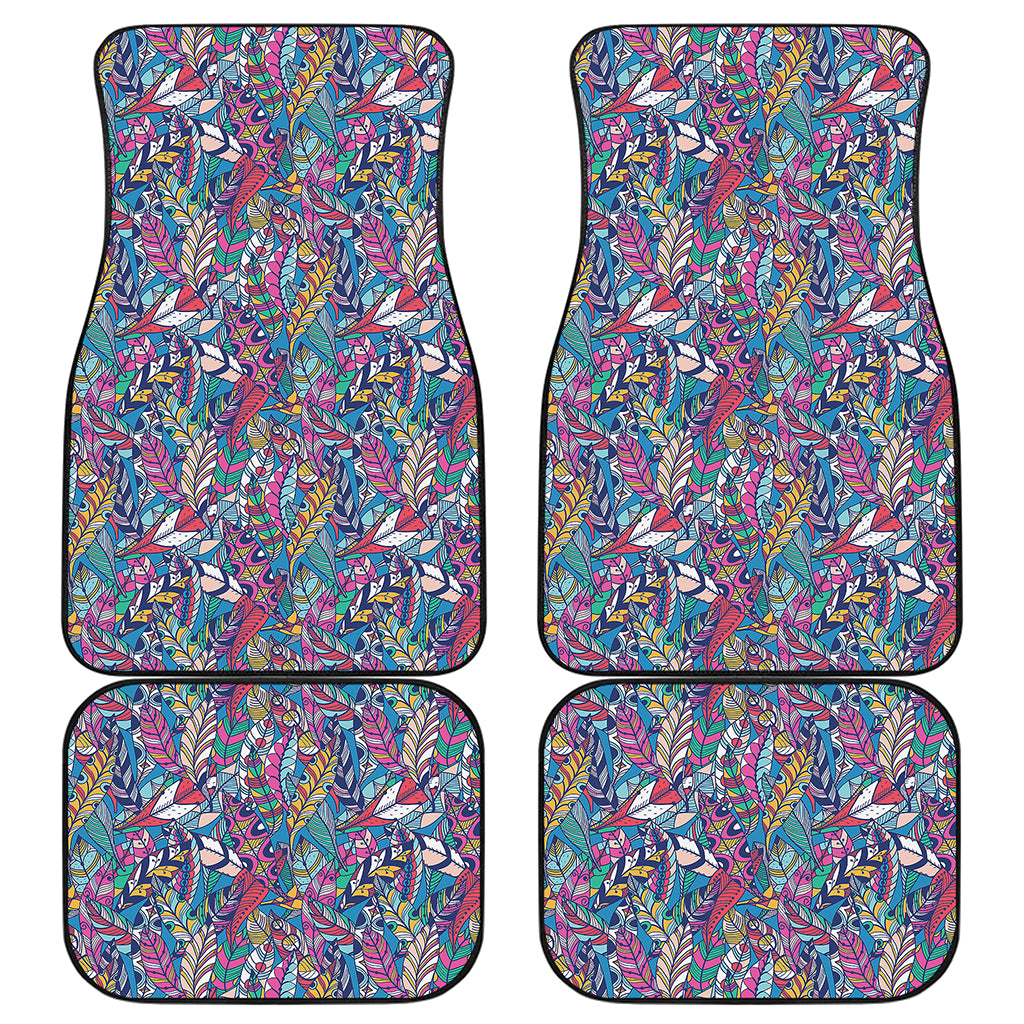 Boho Feather Pattern Print Front and Back Car Floor Mats