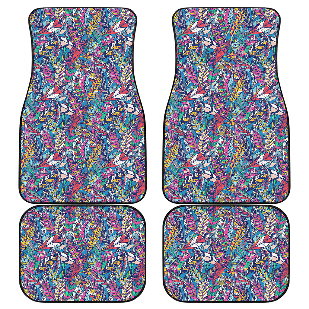Boho Feather Pattern Print Front and Back Car Floor Mats