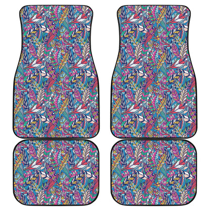 Boho Feather Pattern Print Front and Back Car Floor Mats