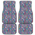 Boho Feather Pattern Print Front and Back Car Floor Mats