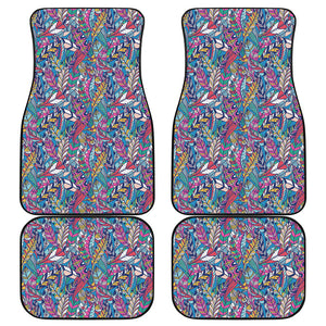 Boho Feather Pattern Print Front and Back Car Floor Mats