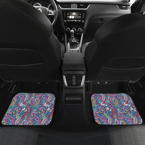 Boho Feather Pattern Print Front and Back Car Floor Mats