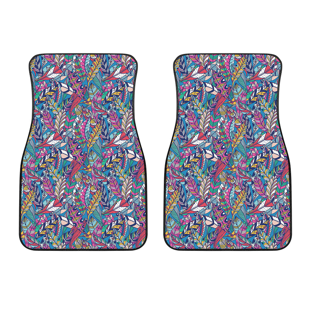 Boho Feather Pattern Print Front Car Floor Mats