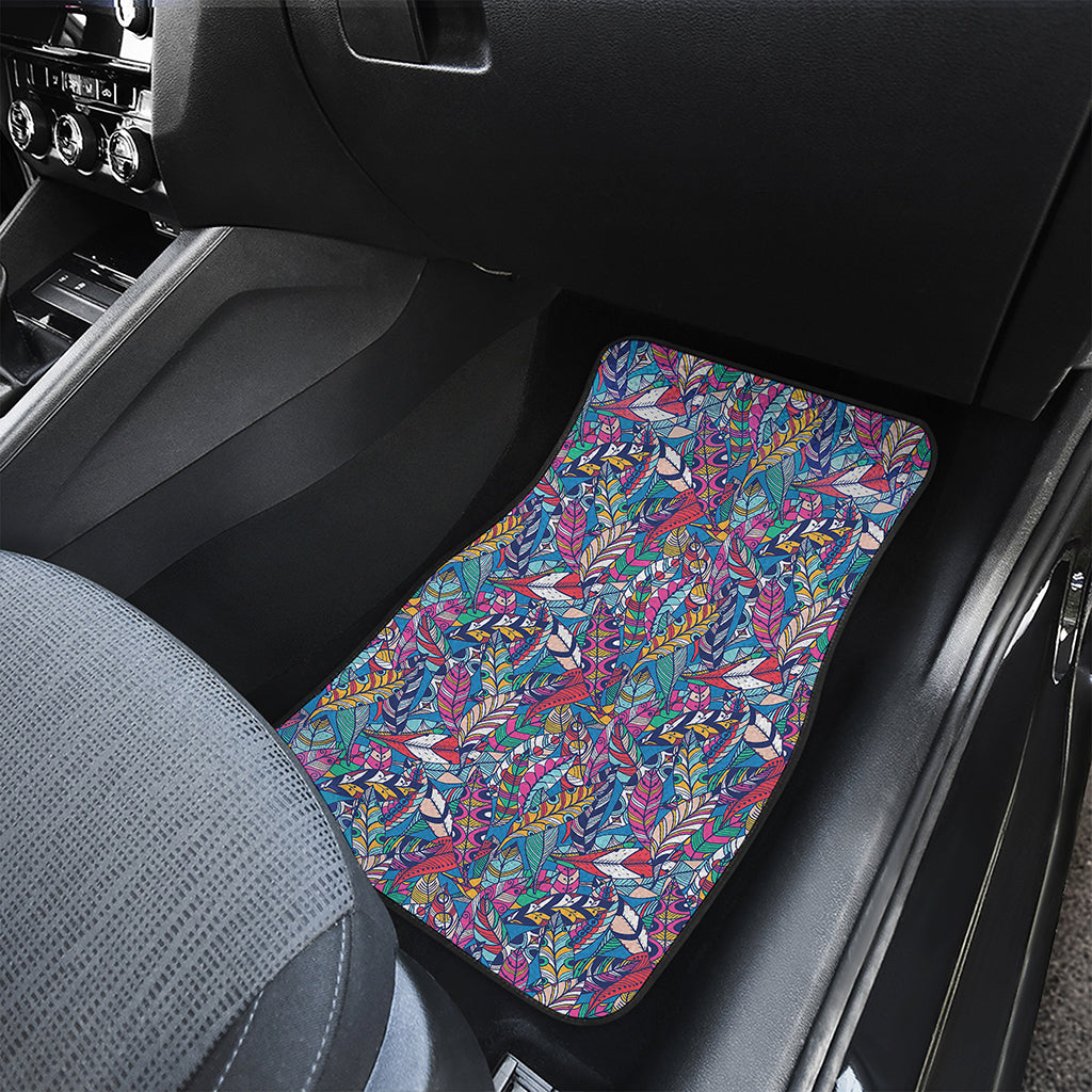 Boho Feather Pattern Print Front Car Floor Mats