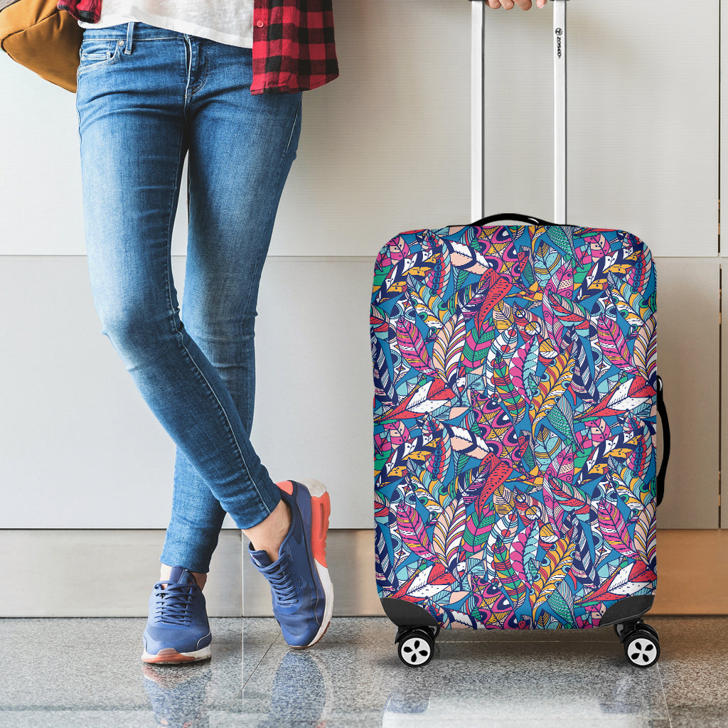 Boho Feather Pattern Print Luggage Cover