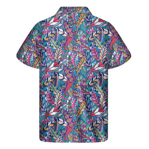 Boho Feather Pattern Print Men's Short Sleeve Shirt