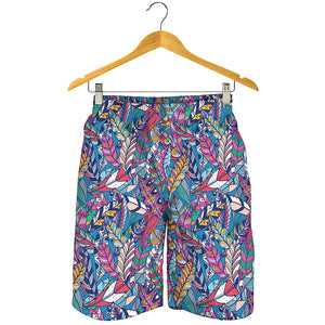 Boho Feather Pattern Print Men's Shorts