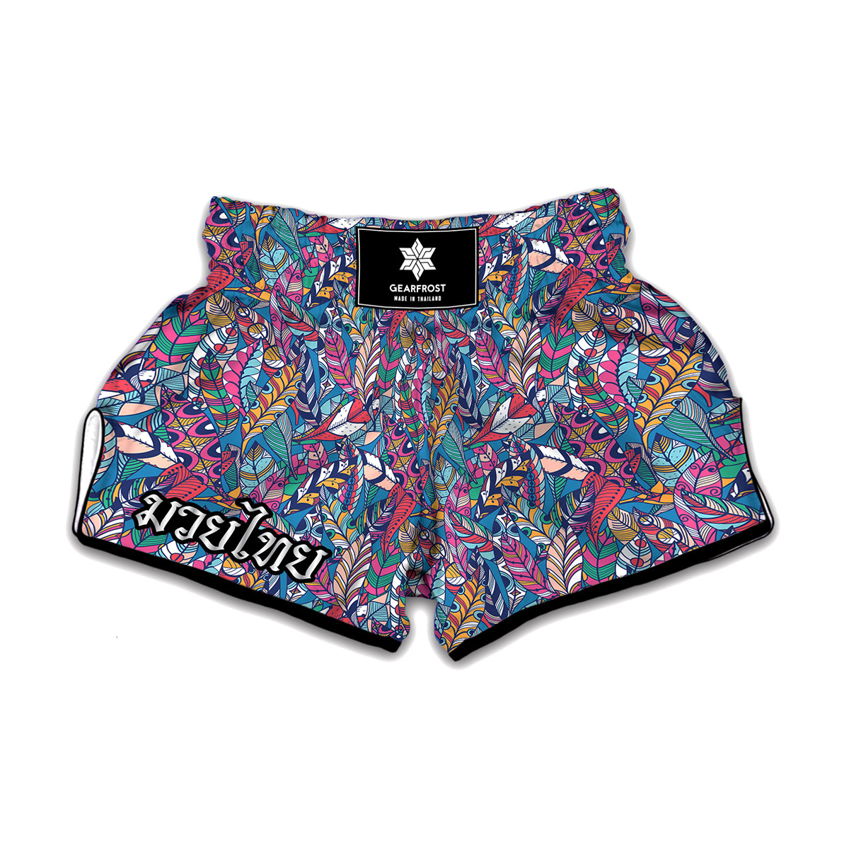 Boho Feather Pattern Print Muay Thai Boxing Shorts