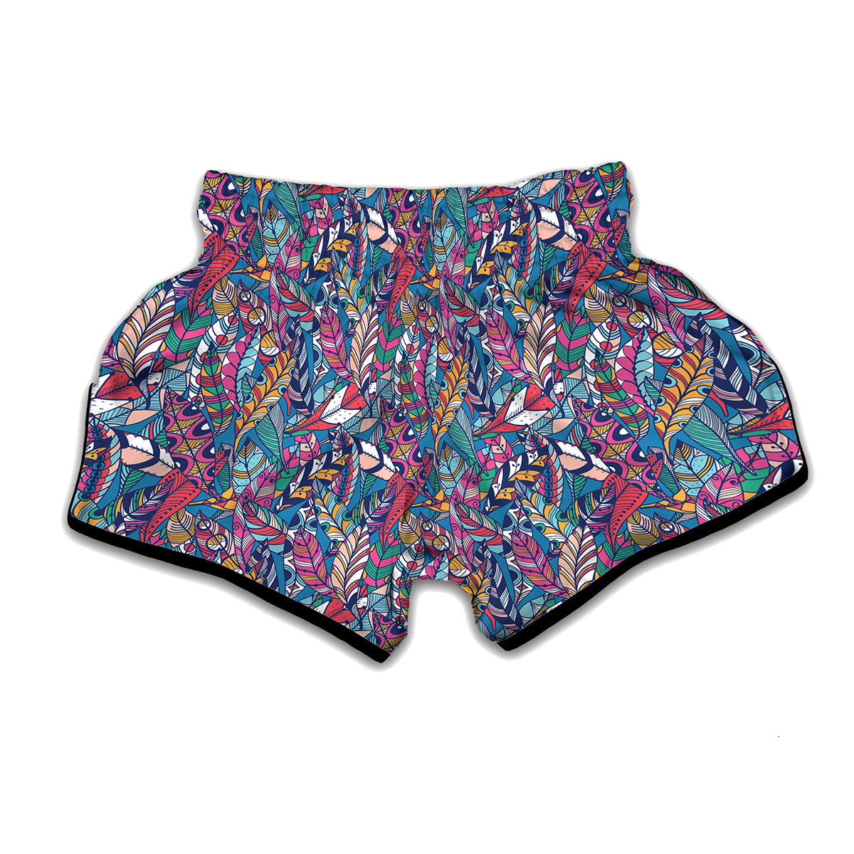 Boho Feather Pattern Print Muay Thai Boxing Shorts